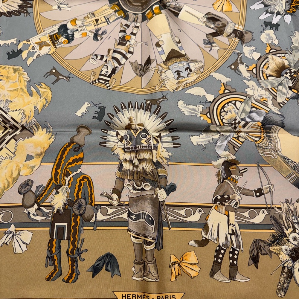 Hermès Vintage Kachinas Hopi Silk Scarf by Kermit Oliver - Picture 4 of 14